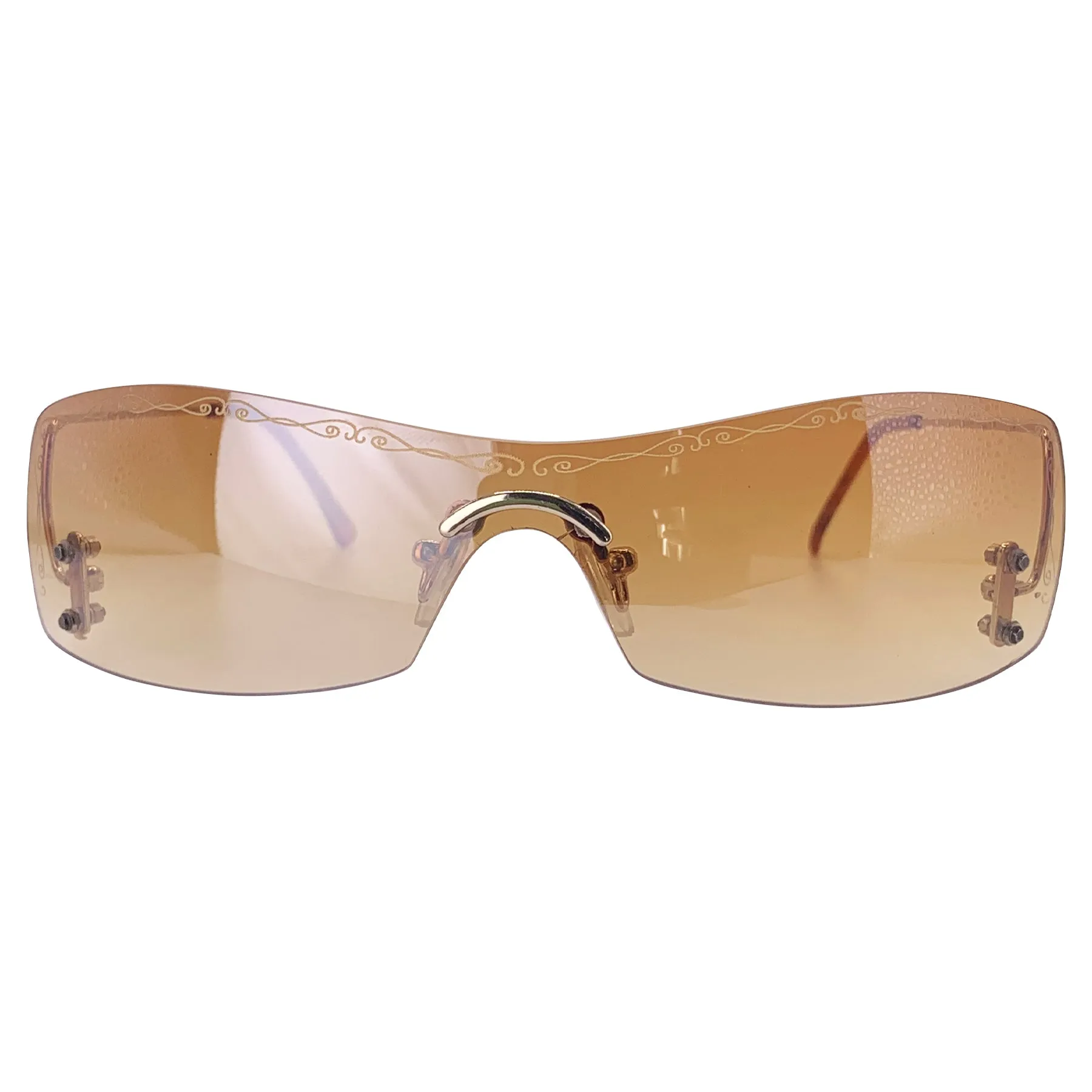 MINK Y2K Small Rimless Shield Sunglasses with Inverted Arms sold by Giant Vintage