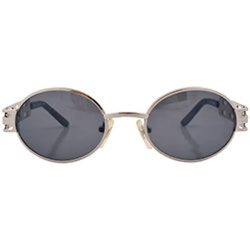 GOODS Matte Silver 90s Oval Sunglasses sold by Giant Vintage