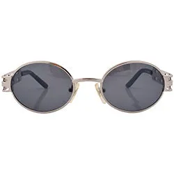 GOODS Matte Silver 90s Oval Sunglasses sold by Giant Vintage