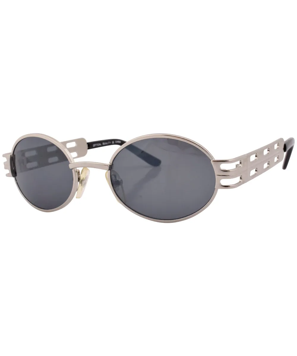 GOODS Matte Silver 90s Oval Sunglasses sold by Giant Vintage product image thumbnail 2