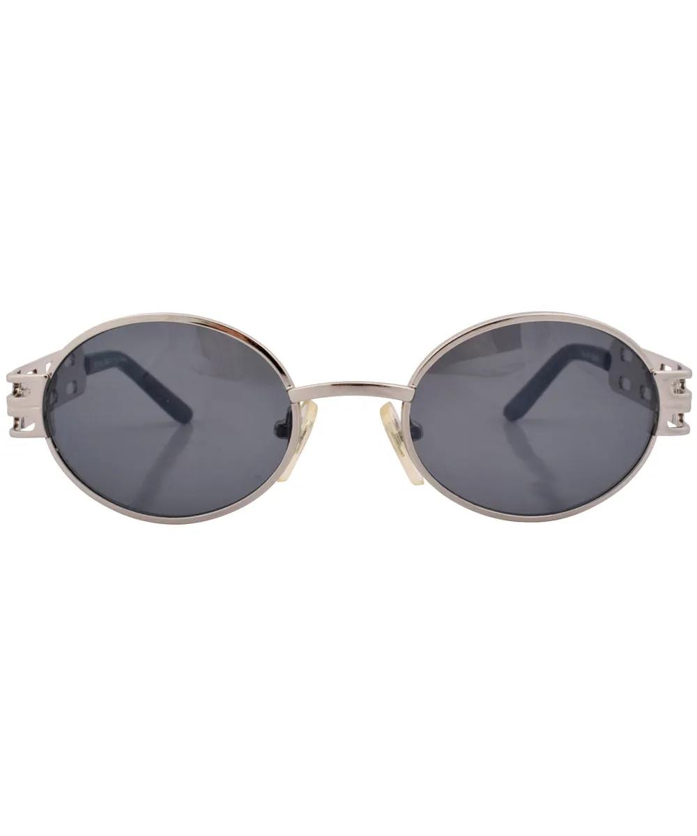GOODS Matte Silver 90s Oval Sunglasses sold by Giant Vintage product image thumbnail 3