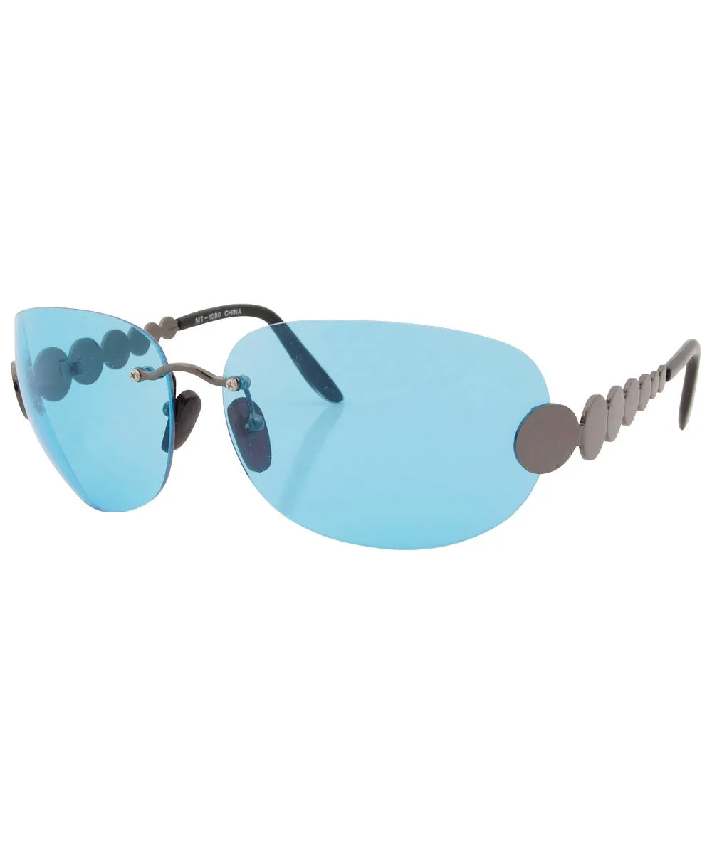 TASTY Blue/Gunmetal Rimless Sunglasses sold by Giant Vintage product image thumbnail 2