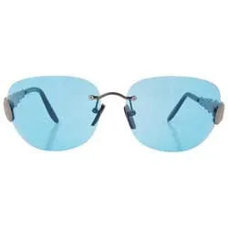 TASTY Blue/Gunmetal Rimless Sunglasses sold by Giant Vintage