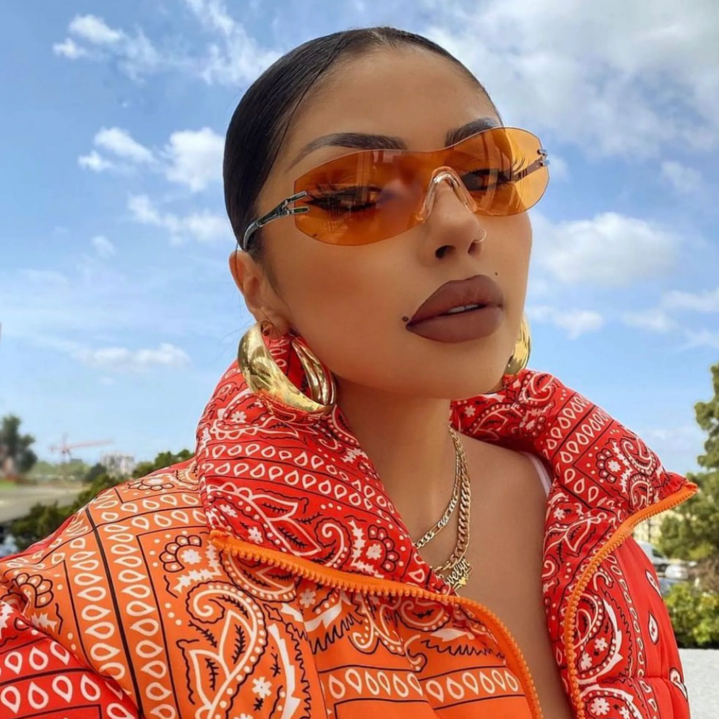 SONIC Orange Rimless Sunglasses sold by Giant Vintage product image thumbnail 2