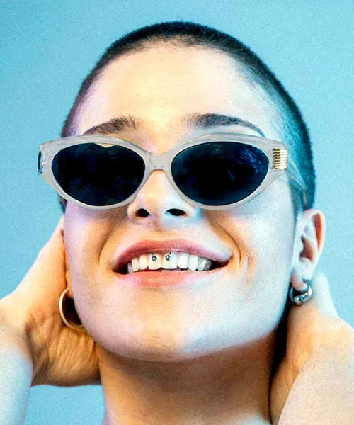 VA-VOOM Frost/Gold Cat-Eye Sunglasses sold by Giant Vintage product image thumbnail 4