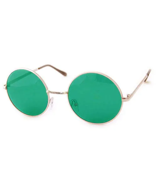 WONDERLAND Green/Gold Round Sunglasses sold by Giant Vintage product image thumbnail 2