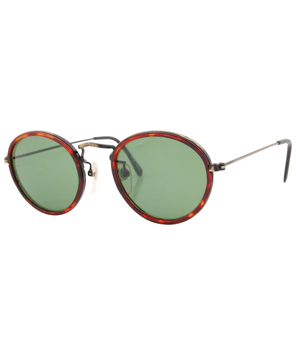 KINGSLY Tortoise/Green Round Sunglasses sold by Giant Vintage product image thumbnail 2
