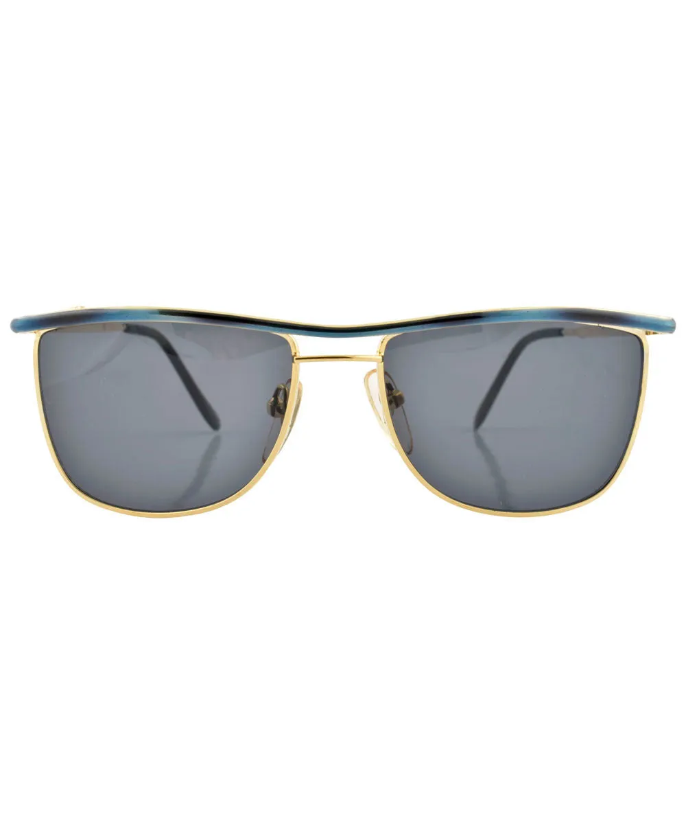 KANSAS Blue/Gold Square Sunglasses sold by Giant Vintage product image thumbnail 3