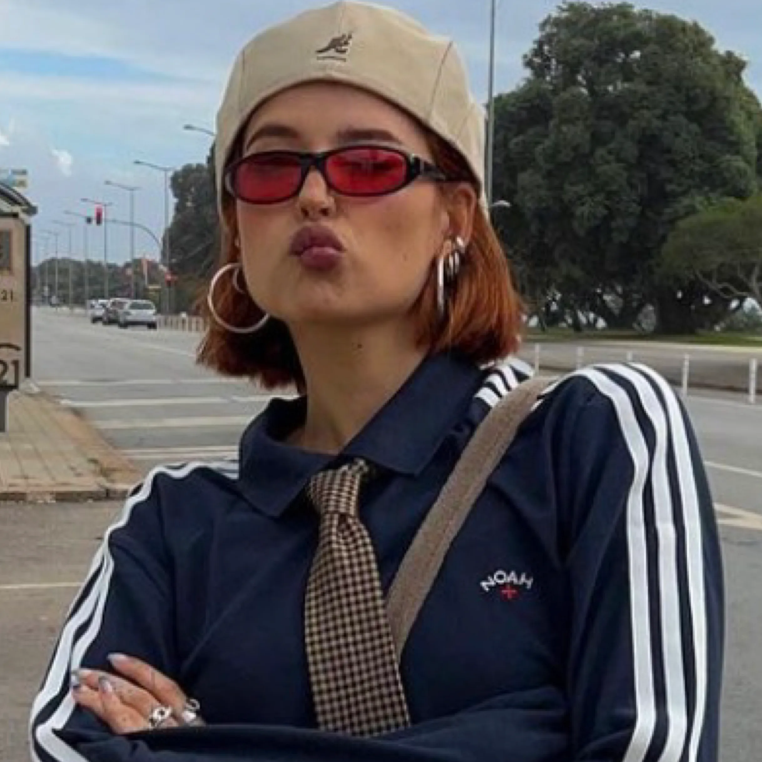 JUJUBE Black/Red Square 90s Sunglasses sold by Giant Vintage product image thumbnail 2