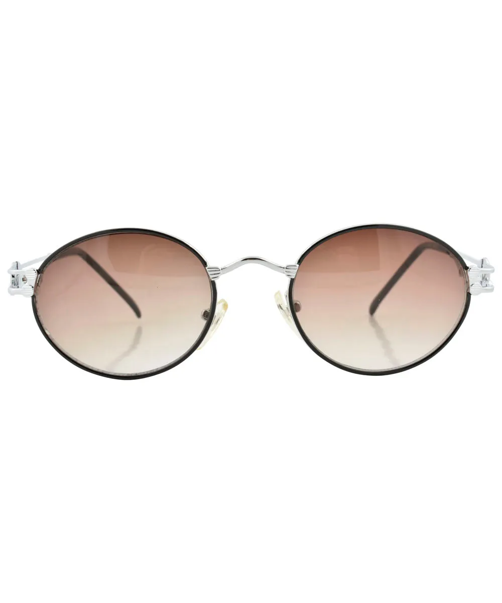 JOURNAL Black/Silver Oval Sunglasses sold by Giant Vintage product image thumbnail 3