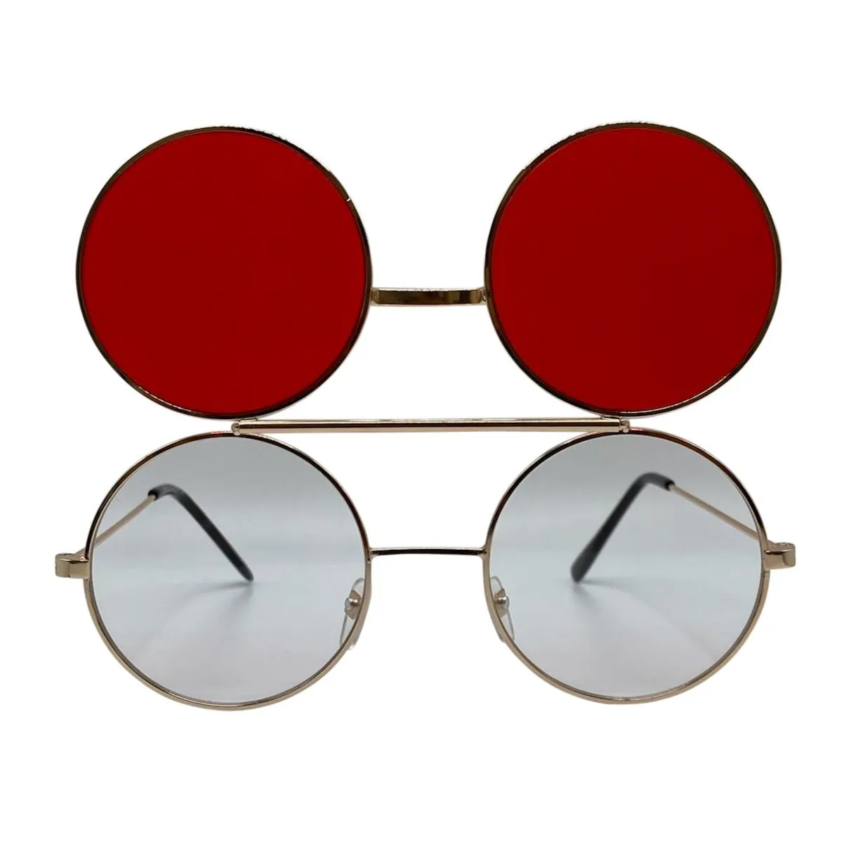 FLIP-CO Gold/Red Flip-Up Sunglasses sold by Giant Vintage product image thumbnail 4