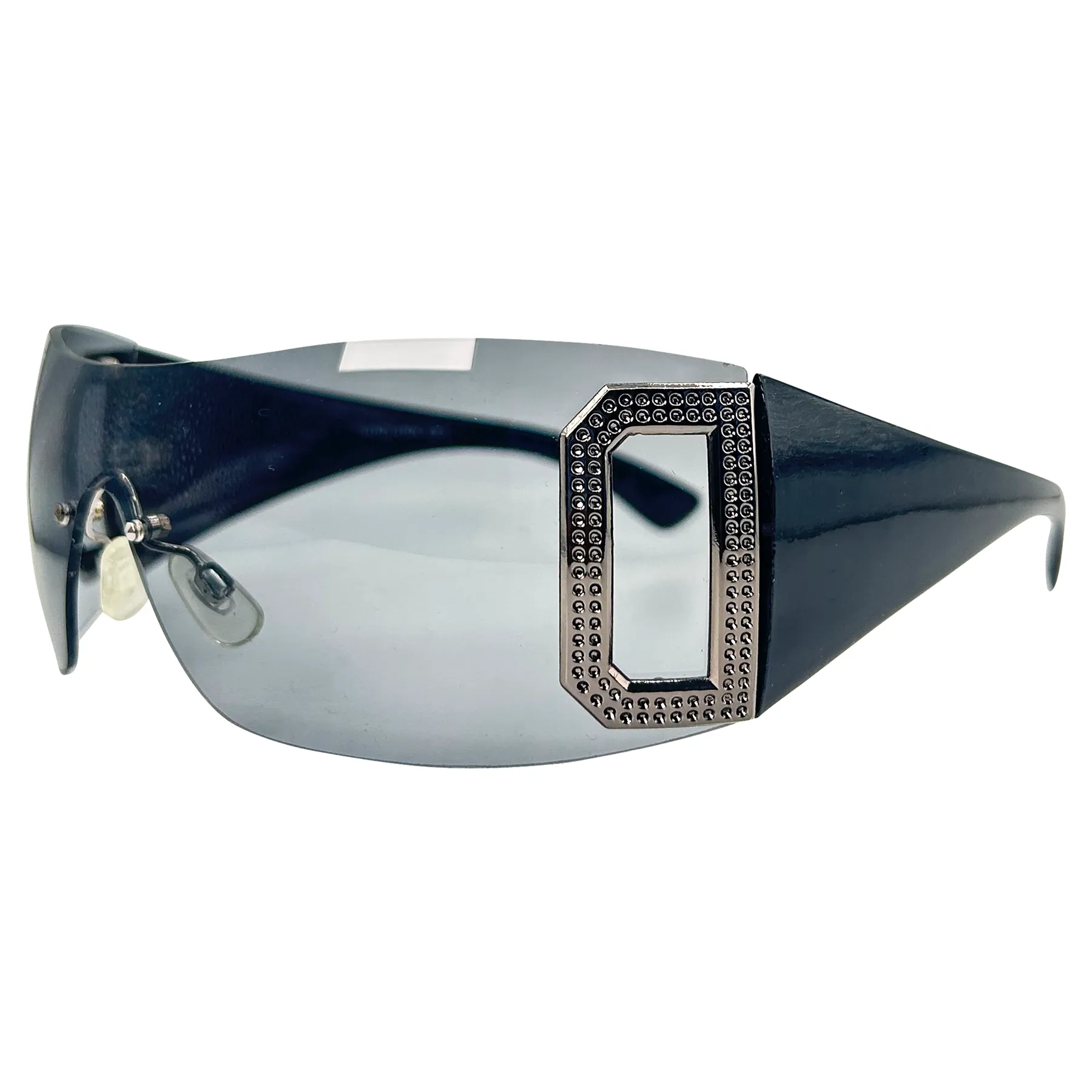 GHOSTED Super Dark Rimless Shield Sunglasses sold by Giant Vintage