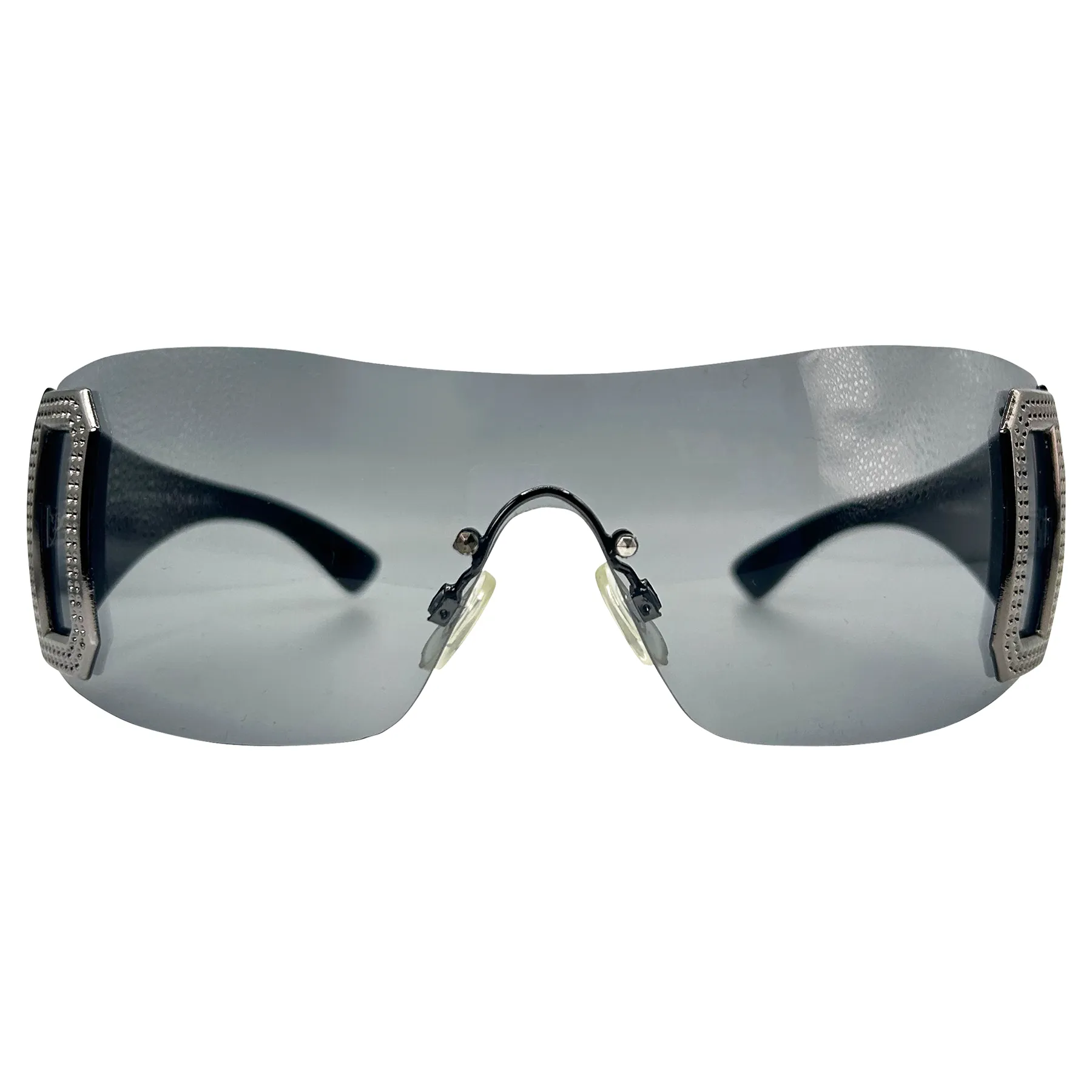 GHOSTED Super Dark Rimless Shield Sunglasses sold by Giant Vintage product image thumbnail 2