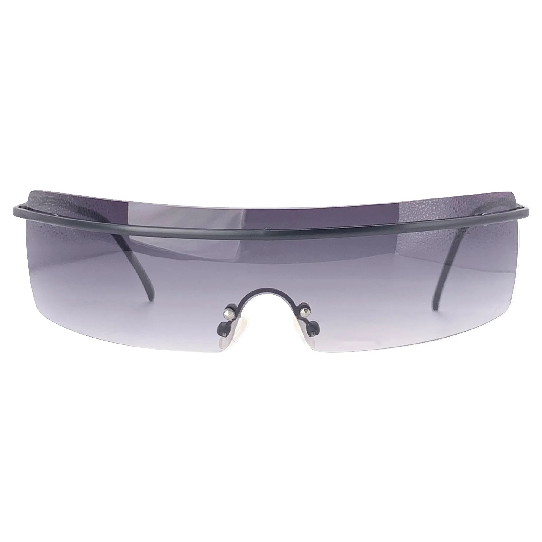 SQUEEZE IT Rimless Futuristic Shield Sunglasses sold by Giant Vintage product image thumbnail 4