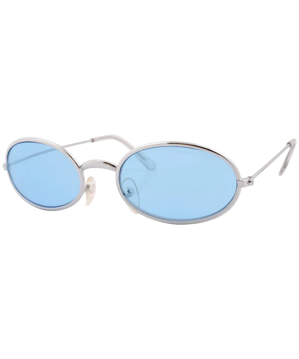U-TURN Silver/Blue Oval Sunglasses sold by Giant Vintage product image thumbnail 2
