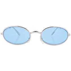 U-TURN Silver/Blue Oval Sunglasses sold by Giant Vintage