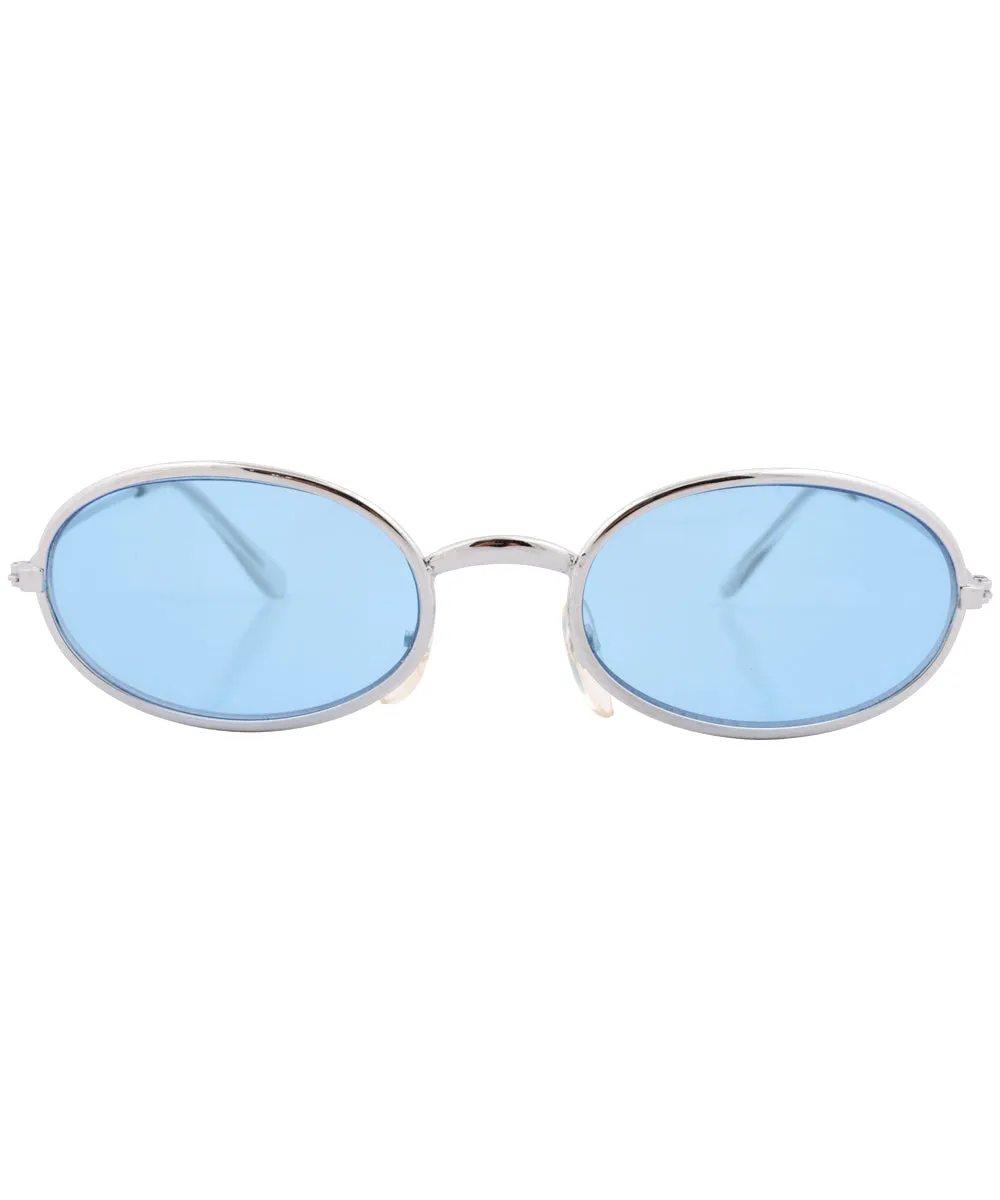 U-TURN Silver/Blue Oval Sunglasses sold by Giant Vintage product image thumbnail 3