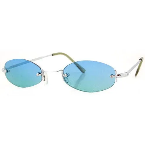 SYLVIAN Blue Green Rimless Sunglasses sold by Giant Vintage
