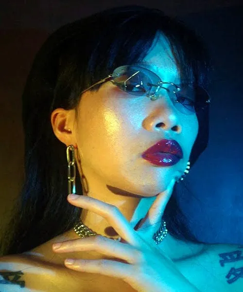 SYLVIAN Blue Green Rimless Sunglasses sold by Giant Vintage product image thumbnail 3