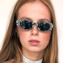 CRUNK Black/White Oval Sunglasses sold by Giant Vintage