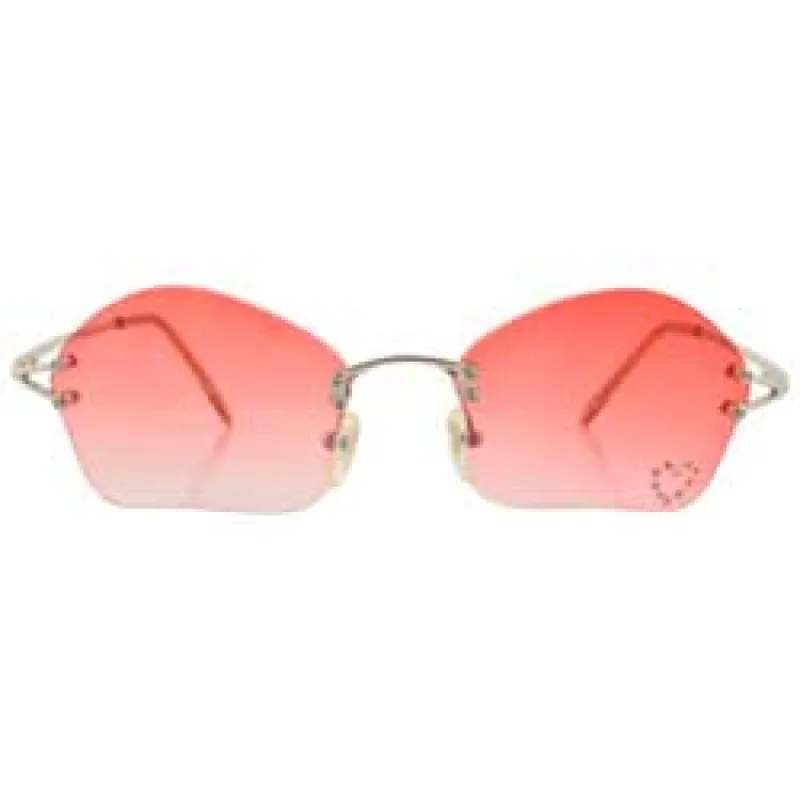 COSMIC Red/Heart Rimless Rhinestone Sunglasses sold by Giant Vintage