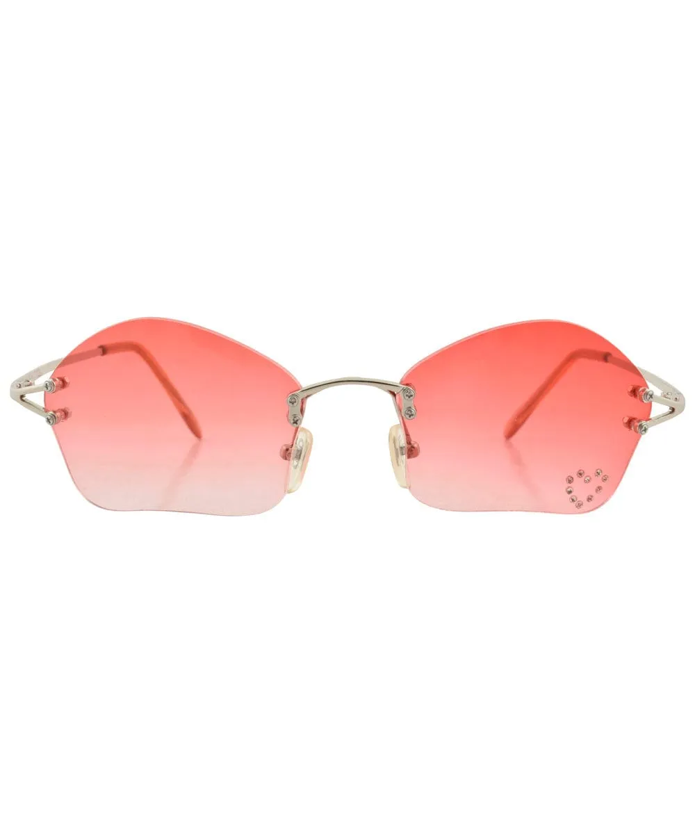 COSMIC Red/Heart Rimless Rhinestone Sunglasses sold by Giant Vintage product image thumbnail 3