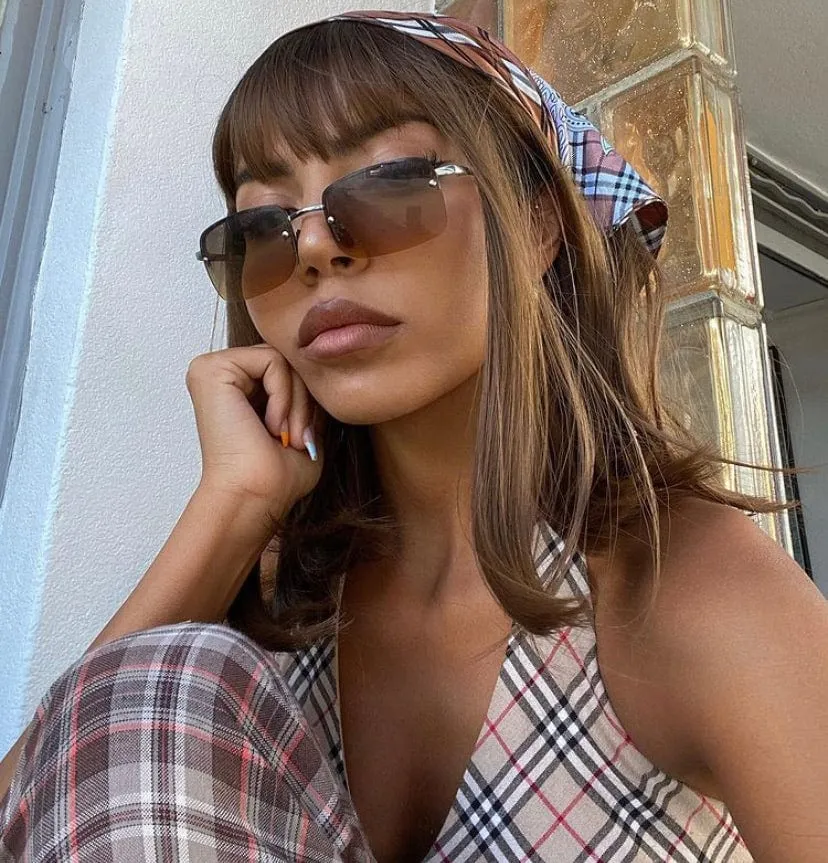 UTAH Brown Rimless Sunglasses sold by Giant Vintage product image thumbnail 3