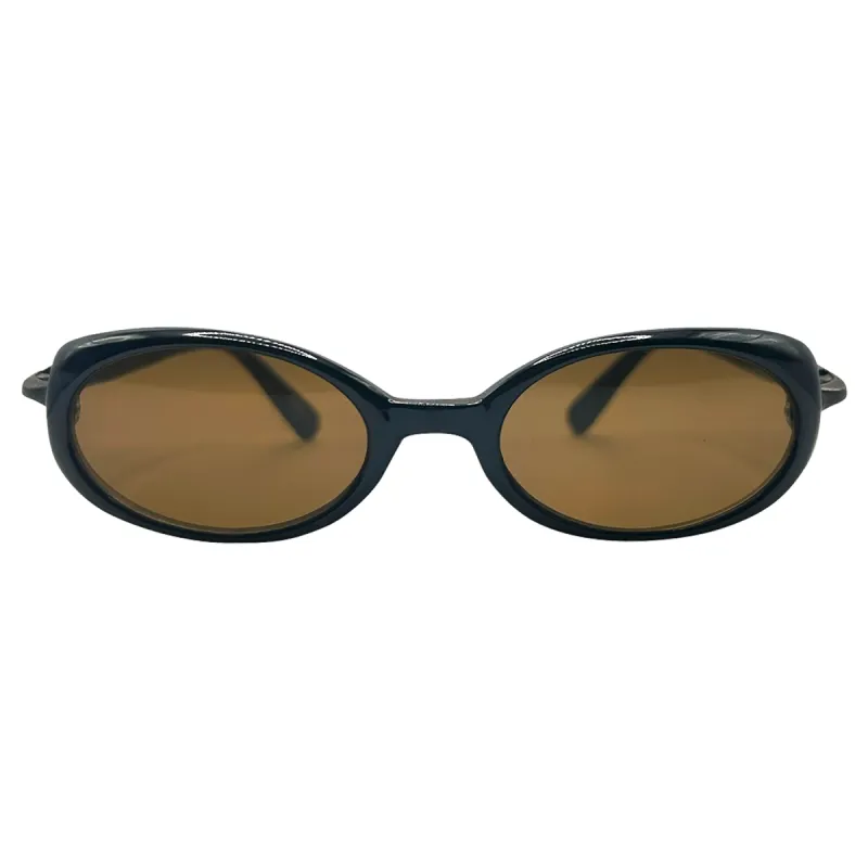 TWERP Black/Brown Oval Sunglasses sold by Giant Vintage