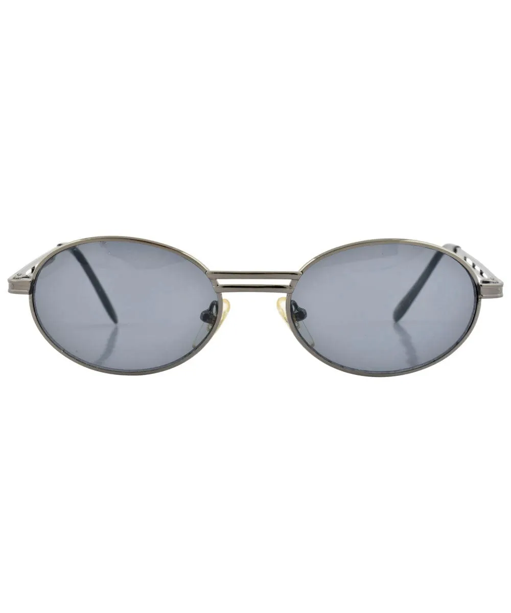 CHAMBERED Gunmetal Oval Sunglasses sold by Giant Vintage product image thumbnail 3
