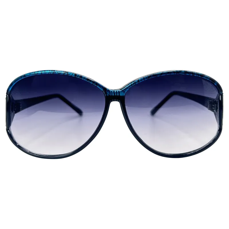 LOU LOU Black/Blue Retro Sunglasses sold by Giant Vintage