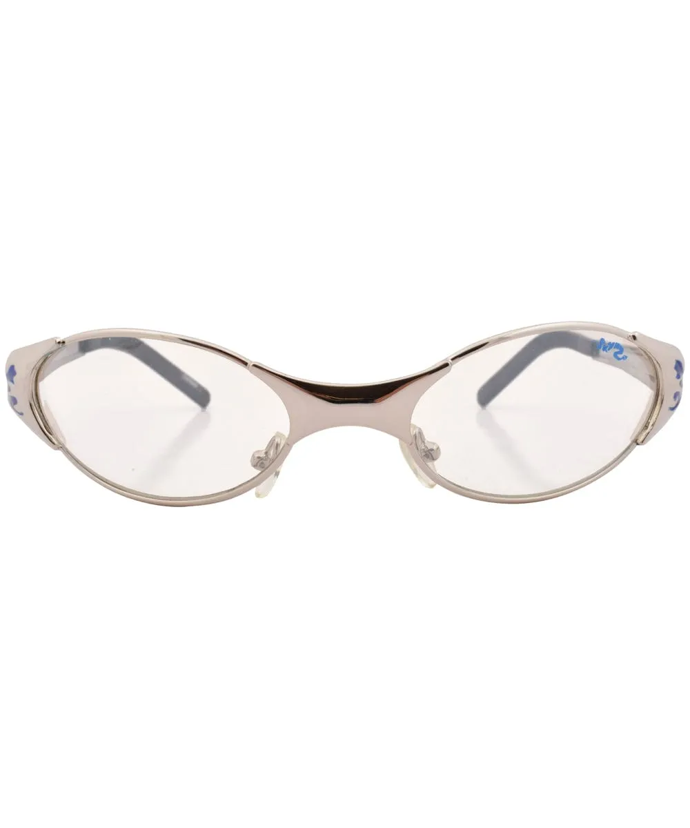 MYTHIC Silver/Clear Oval Sunglasses sold by Giant Vintage product image thumbnail 2