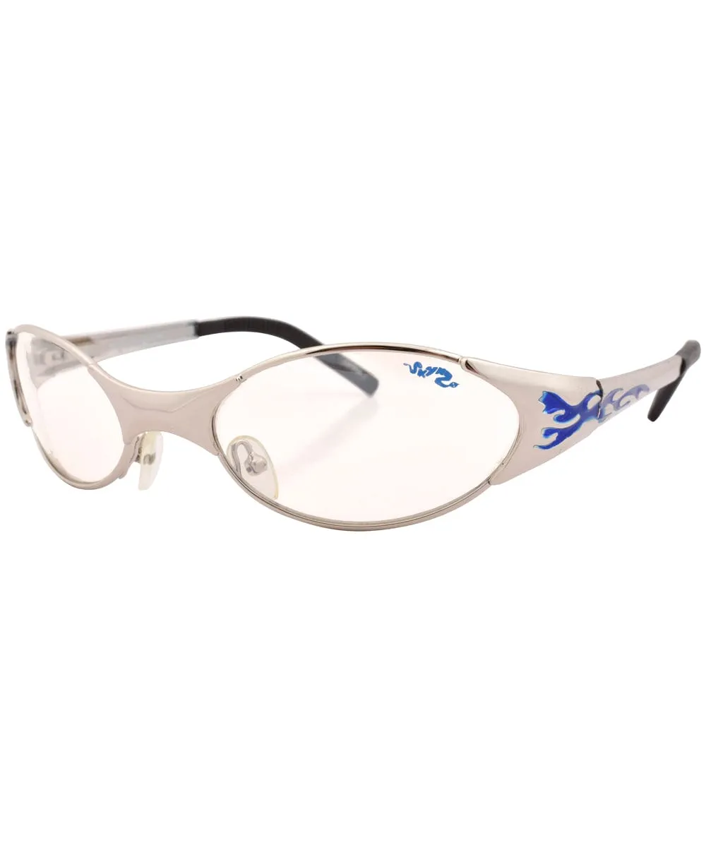 MYTHIC Silver/Clear Oval Sunglasses sold by Giant Vintage product image thumbnail 3