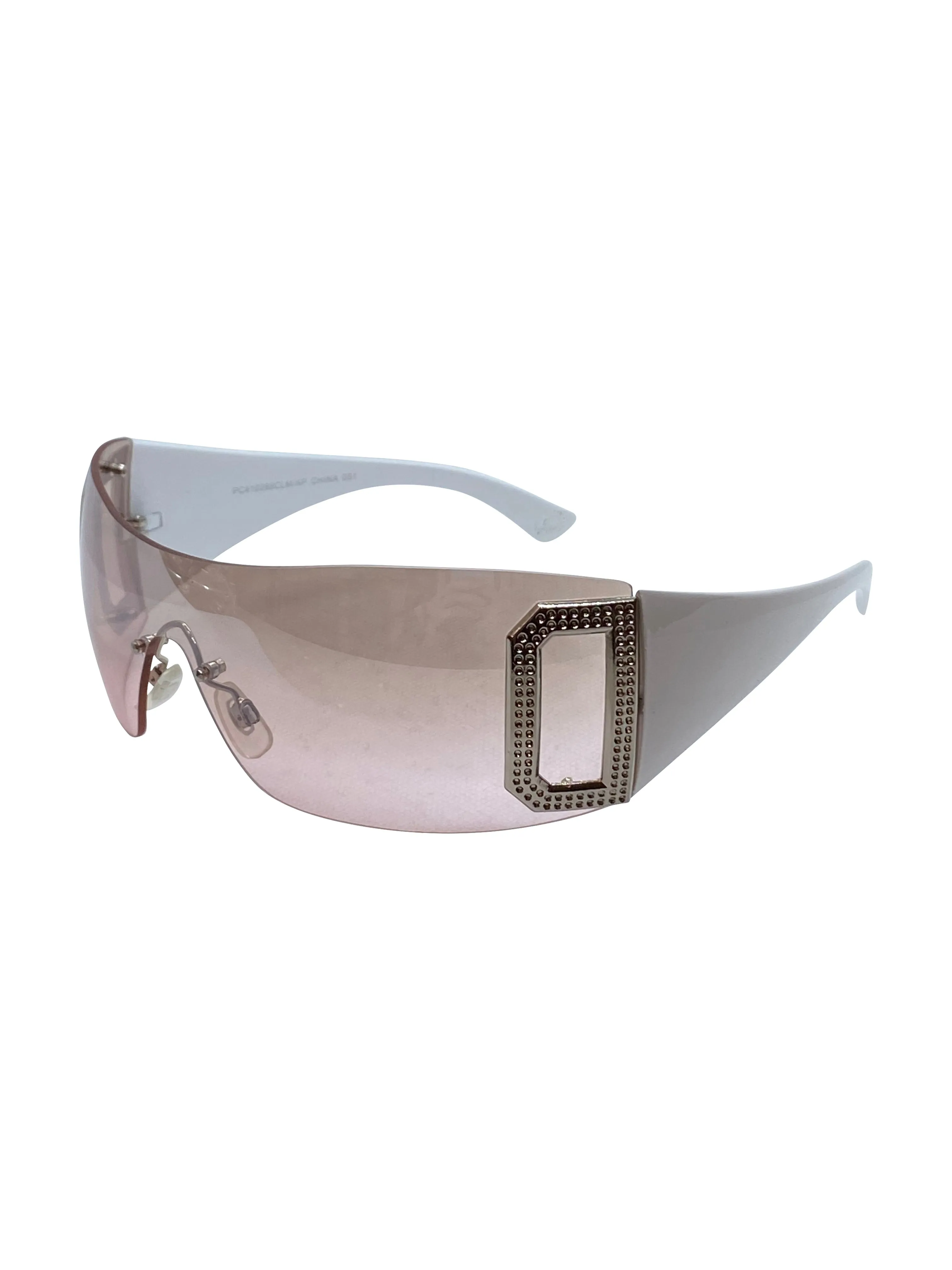 GHOSTED Pink Rimless Shield Sunglasses sold by Giant Vintage