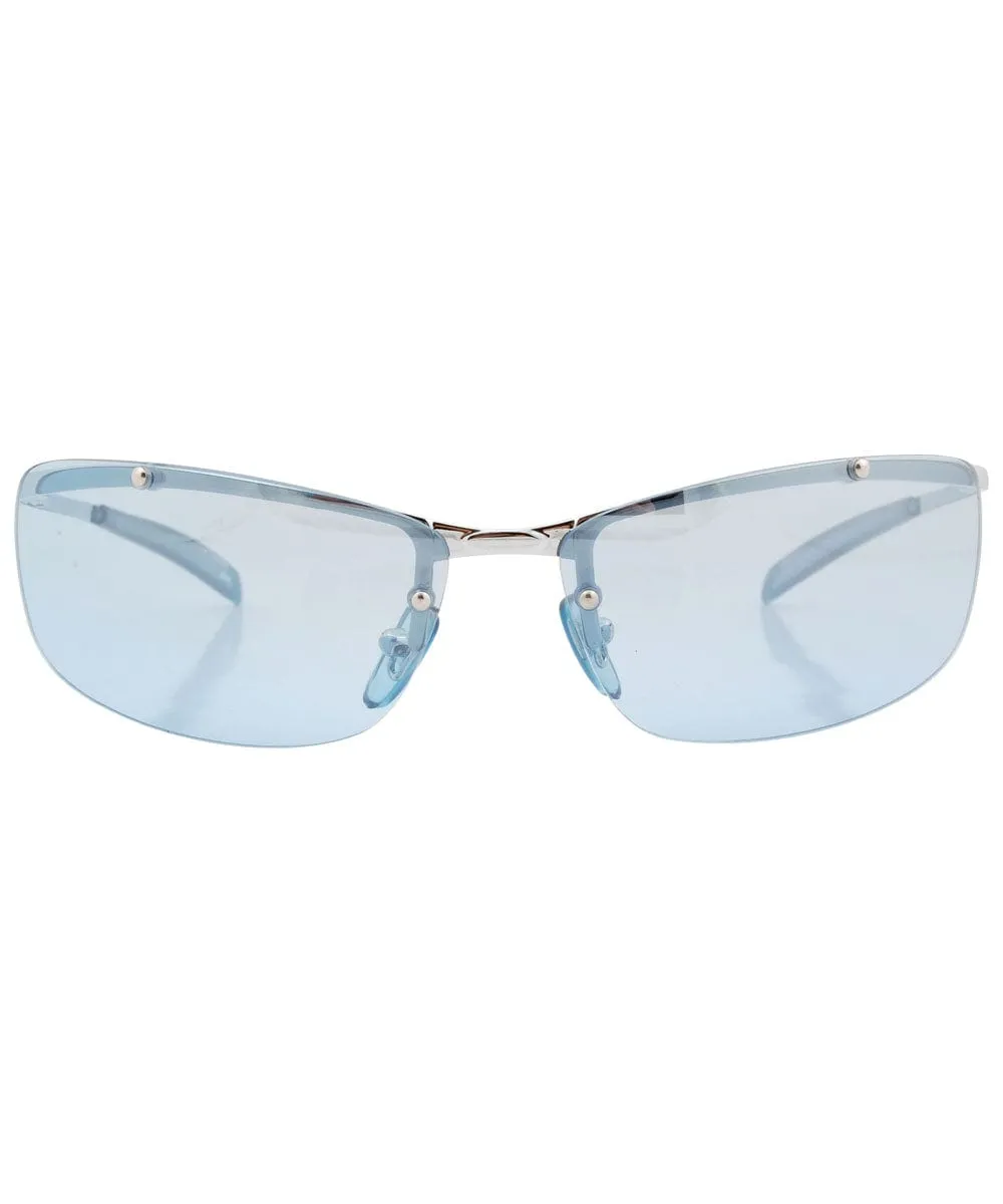 MOZAMBIQUE Flash Blue Rimless Sunglasses sold by Giant Vintage product image thumbnail 3