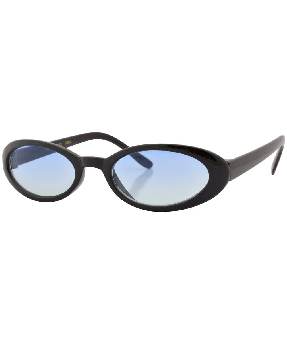 CHIKLET Black/Aqua Oval Sunglasses sold by Giant Vintage product image thumbnail 2
