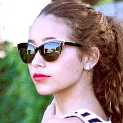 TAMARA Black Cat-Eye Sunglasses sold by Giant Vintage