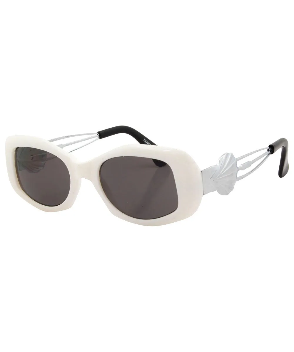 CREAMY White Square Sunglasses sold by Giant Vintage