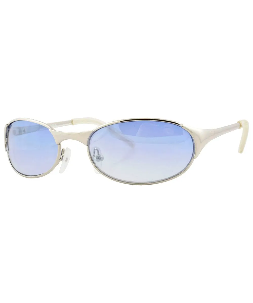 LULING Silver/Blue Oval Sunglasses sold by Giant Vintage product image thumbnail 2