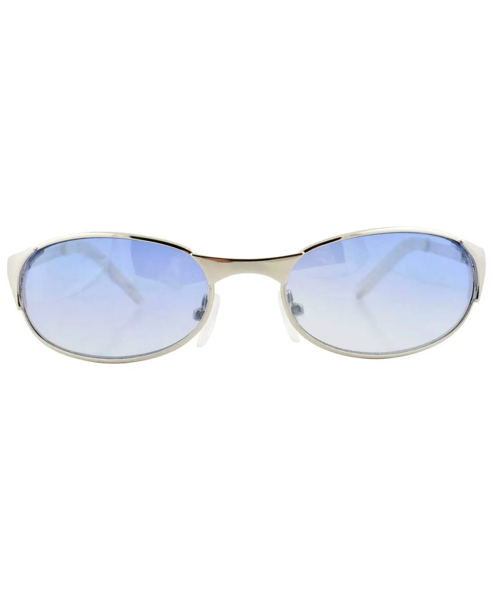 LULING Silver/Blue Oval Sunglasses sold by Giant Vintage product image thumbnail 3
