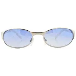 LULING Silver/Blue Oval Sunglasses sold by Giant Vintage