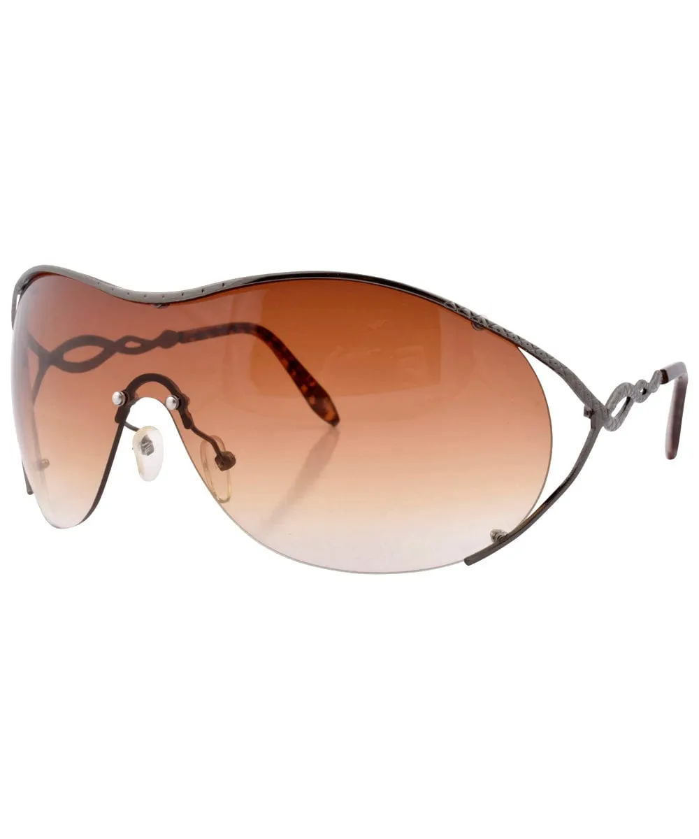 FLAVOR Gun/Brown Oversized Sunglasses sold by Giant Vintage product image thumbnail 2