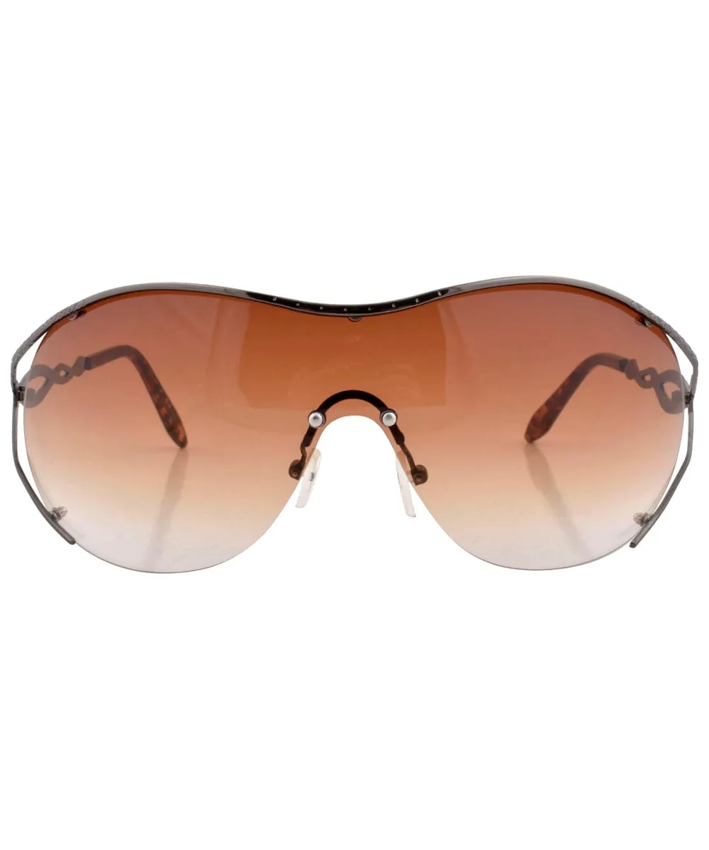 FLAVOR Gun/Brown Oversized Sunglasses sold by Giant Vintage product image thumbnail 3