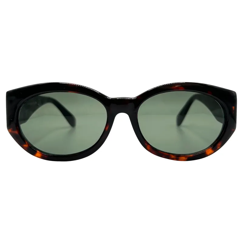 PUFF Tortoise Round Mod Cat-Eye Sunglasses sold by Giant Vintage