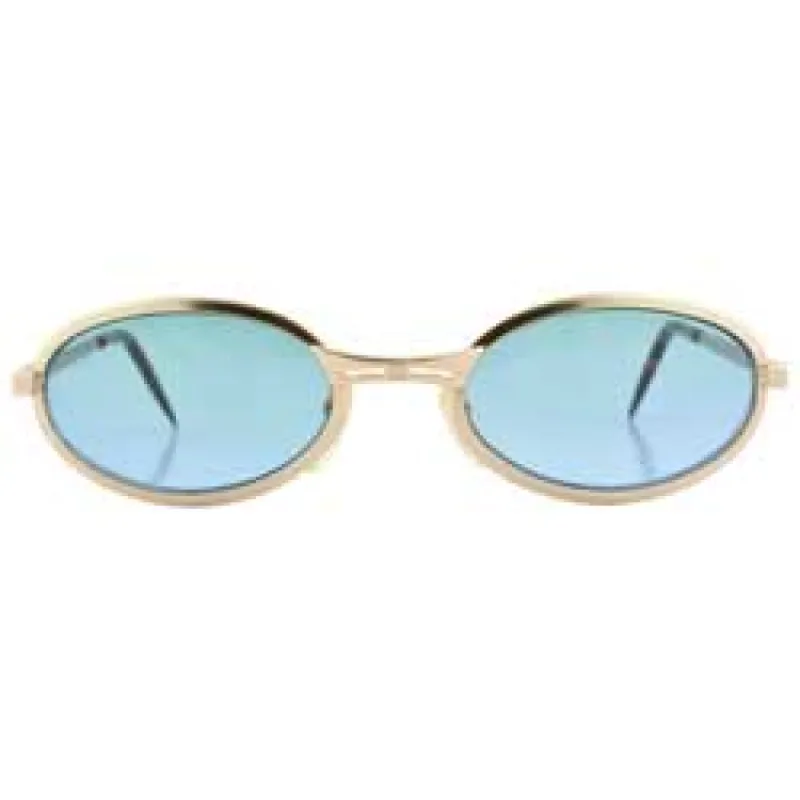 SMOOTCHIE Gold/Aqua Oval Sunglasses sold by Giant Vintage