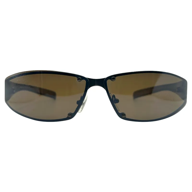 PAPYRUS Brown Sporty Wraparound Sunglasses sold by Giant Vintage