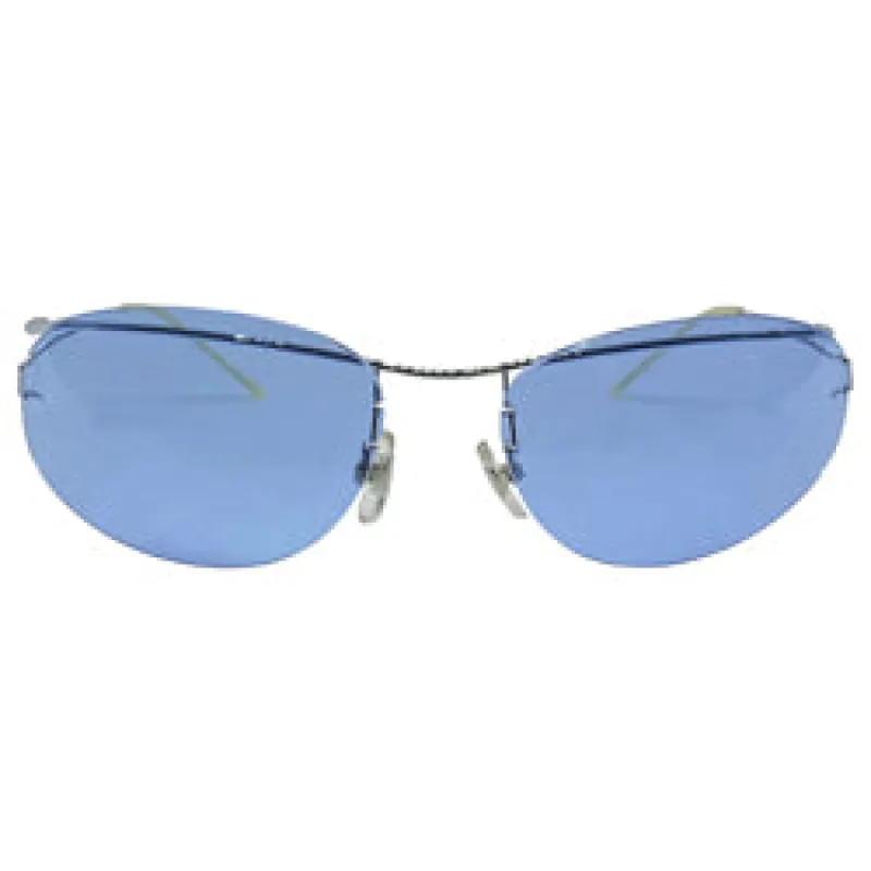 DELEON Blue Rimless Oval Sunglasses sold by Giant Vintage