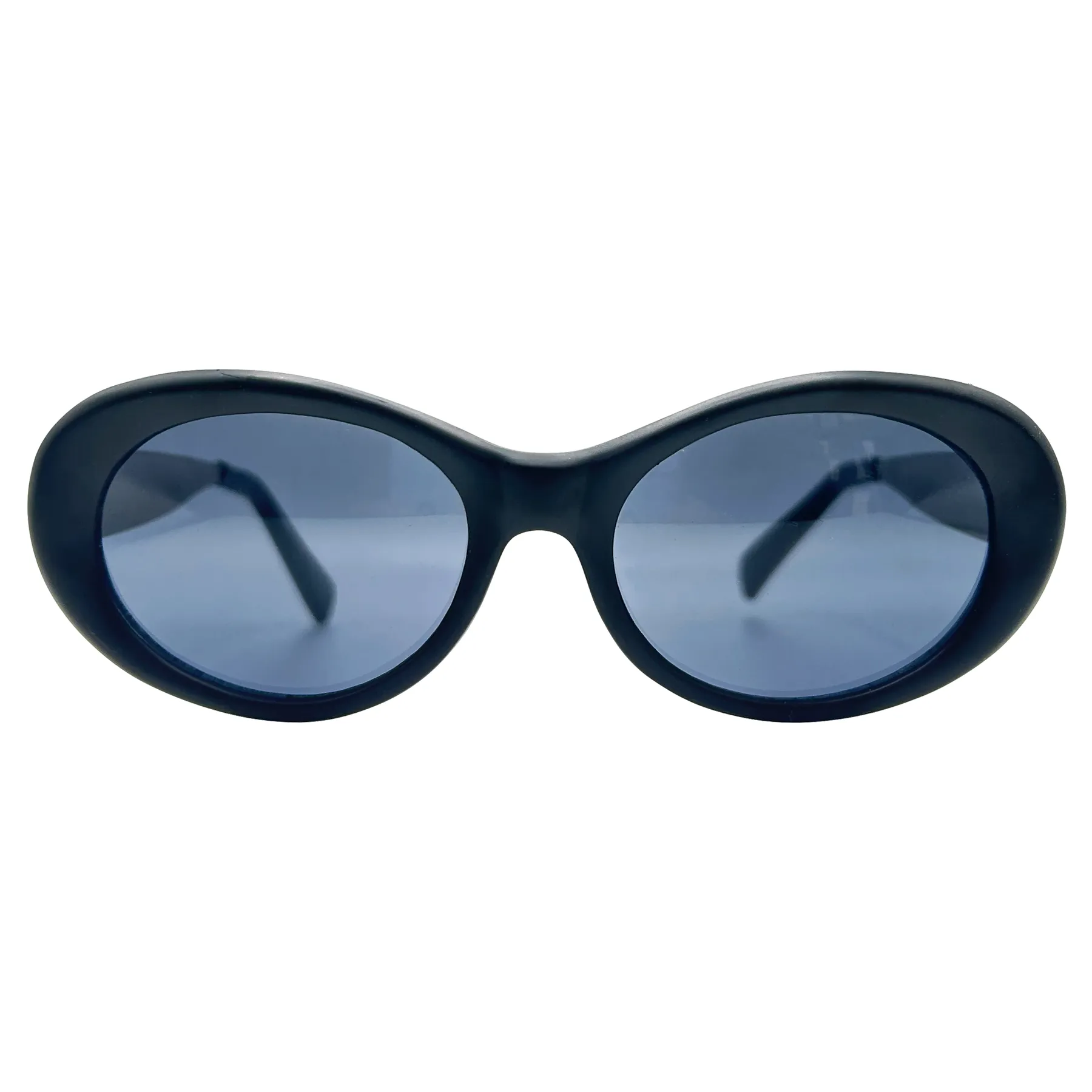 YOUTH Black/Silver Oval Sunglasses sold by Giant Vintage