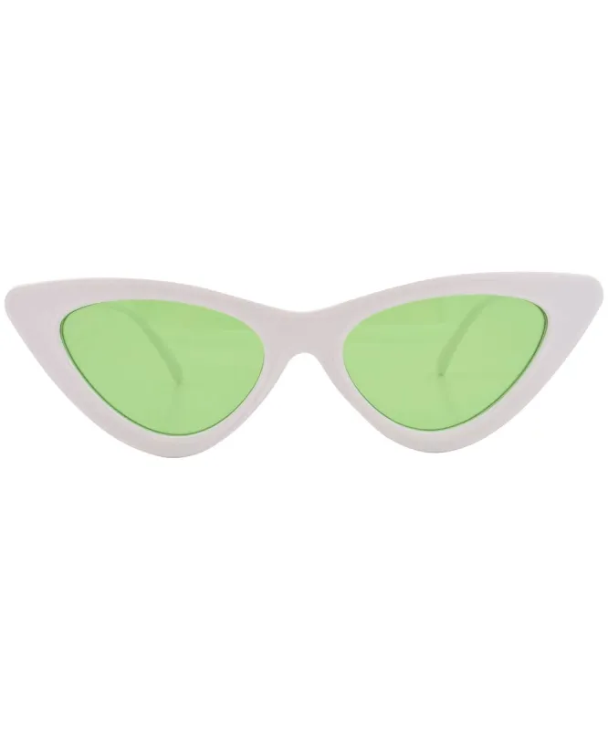 HOTSIE White/Green Cat-Eye Sunglasses sold by Giant Vintage