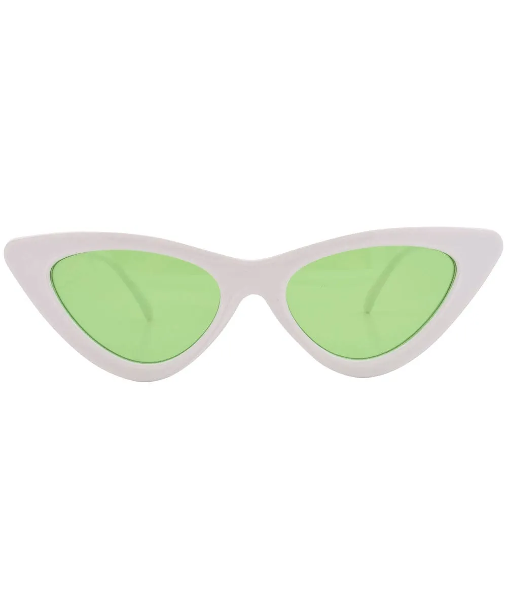 HOTSIE White/Green Cat-Eye Sunglasses sold by Giant Vintage