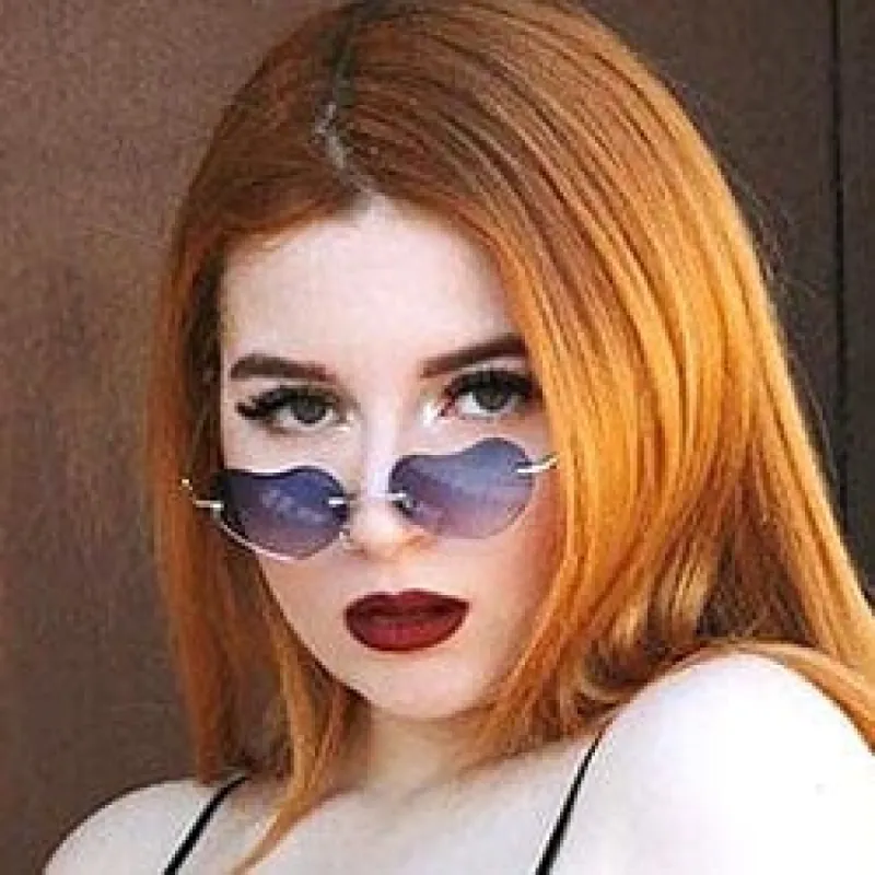 Q-PID Blue Rimless Micro Heart Sunglasses sold by Giant Vintage